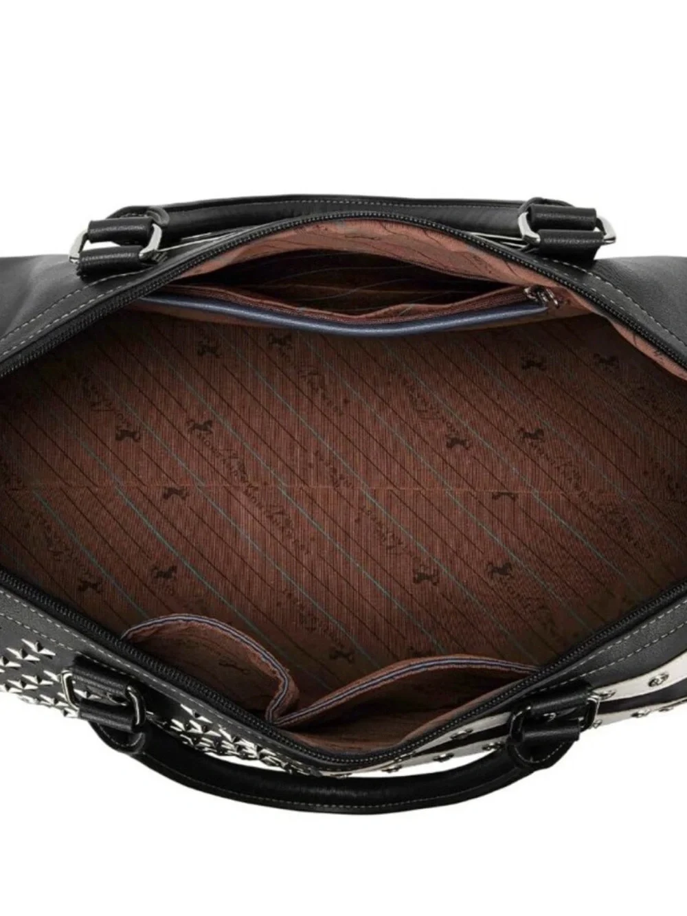 Montana West Black and Beige Studded American Flag Duffel Bag